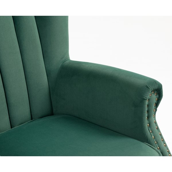 Fauteuil met oorkleppen in groen fluweel + Textielreiniging voor meubels Fauteuil met oorkleppen in groen fluweel + Textielreiniging voor meubels