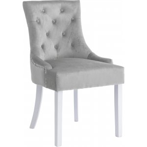 Chaise Tuva Decotique avec poigne dossier - Velours gris-beige clair + Pieds de meubles