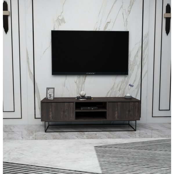 Banc de contrle multimdia 140 cm - Marron fonc/noir