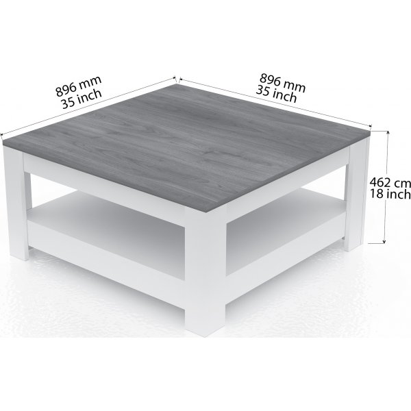 Grado soffbord 89,6 x 89,6 cm - Valnöt/vit Grado soffbord 89,6 x 89,6 cm - Valnöt/vit