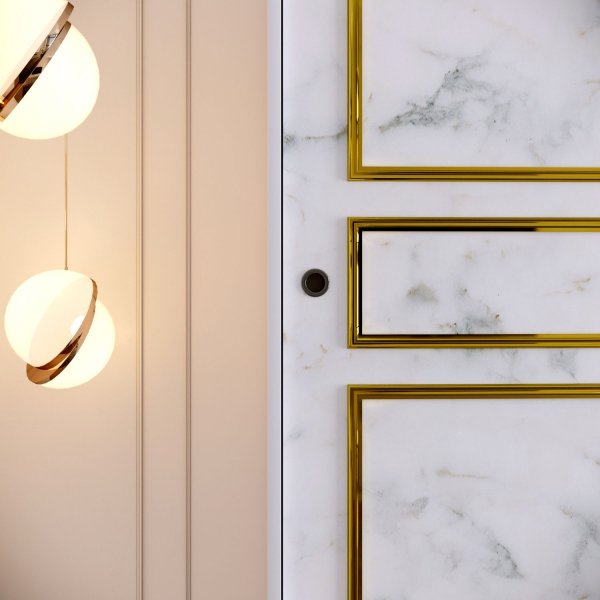 Armoire Martin 150 cm - Marbre blanc/or Armoire Martin 150 cm - Marbre blanc/or