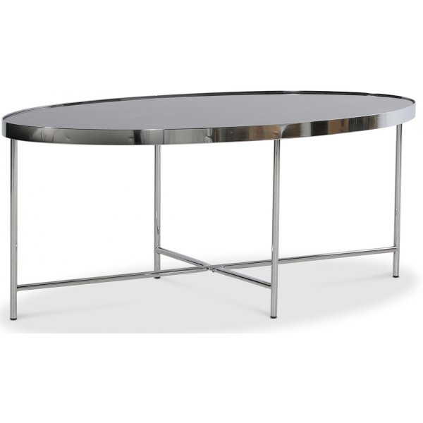 Java Ovalt soffbord 110 x 55 cm - Krom / Svart marmorglas