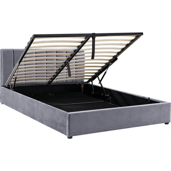 Montreal 140x200 cm sngram i gr sammet med frvaring