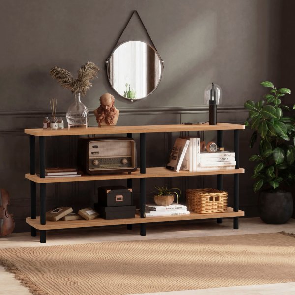 Raca bokhylla - Svart/furu