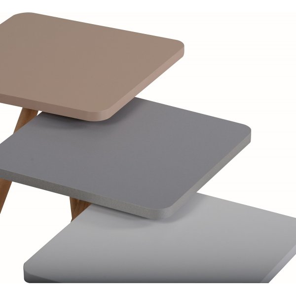 Driedubbel gedekte tafel 34 x 34 cm - Wit/cappuccino/grijs Driedubbel gedekte tafel 34 x 34 cm - Wit/cappuccino/grijs