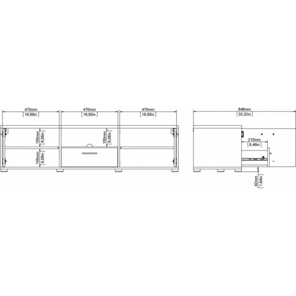 Banc mdia avec tiroirs - Blanc