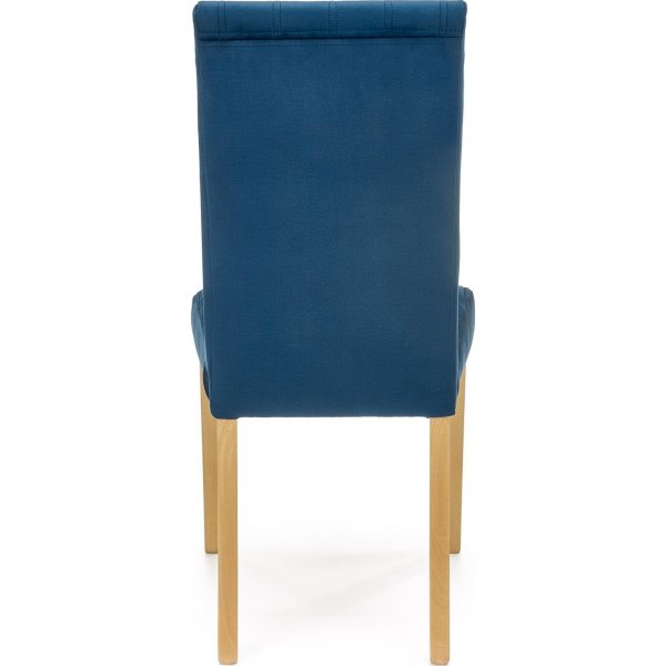 Chaise Heather - Velours bleu et bois