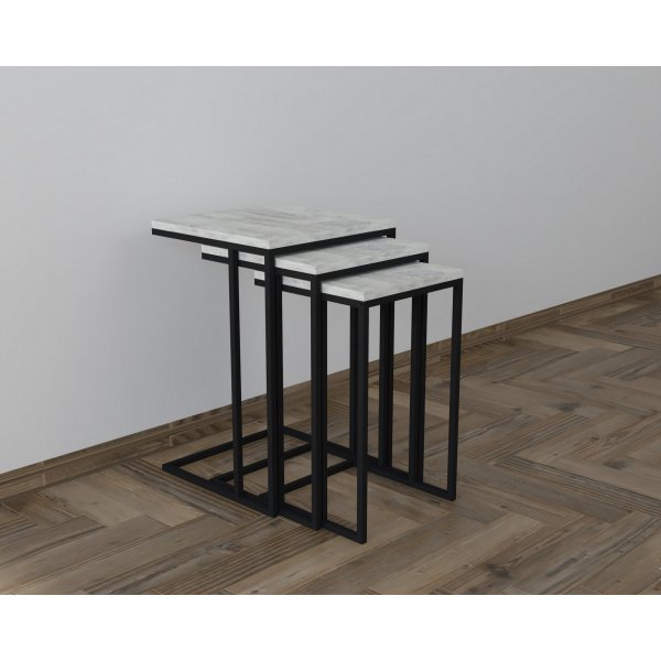 Table assise Stoli 32/36/40 x 32/36/40 cm - Noir/gris