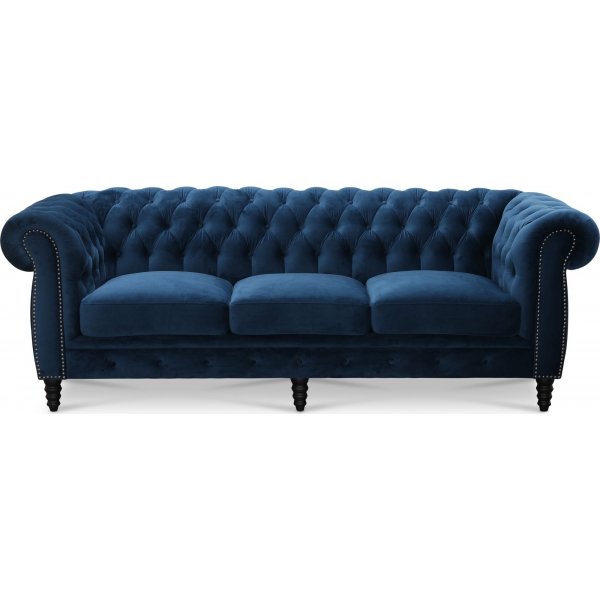 Chesterfield Cambridge 3-sits - Bl sammet