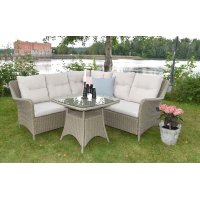 Denver hörngrupp i konstrotting 4 sittplatser - Naturfärgad Denver hörngrupp i konstrotting 4 sittplatser - Naturfärgad