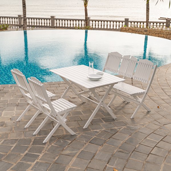 Haväng klassieke witte buitengroep; bank, tafel en 2 stoelen Haväng klassieke witte buitengroep; bank, tafel en 2 stoelen