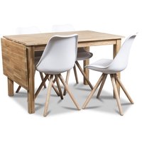 Twister matgrupp, klaffbord Österlen 120 cm ek med 4 st vita Twist matstolar Twister matgrupp, klaffbord Österlen 120 cm ek med 4 st vita Twist matstolar