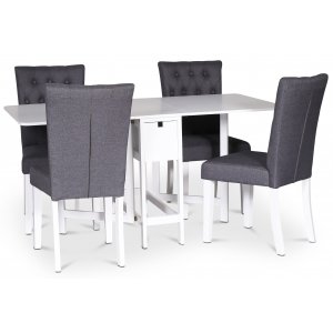 Sandhamn matgrupp; Klaffbord med 4 st Crocket stolar i grtt tyg