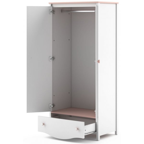 Letitia Klädskåp för barn - Vit/rosa Letitia Klädskåp för barn - Vit/rosa