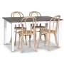 Skagen matgrupp; matbord 140 cm - Vit / brunbetsad ek med 4 st Danderyd No.18 matstolar Whitewash