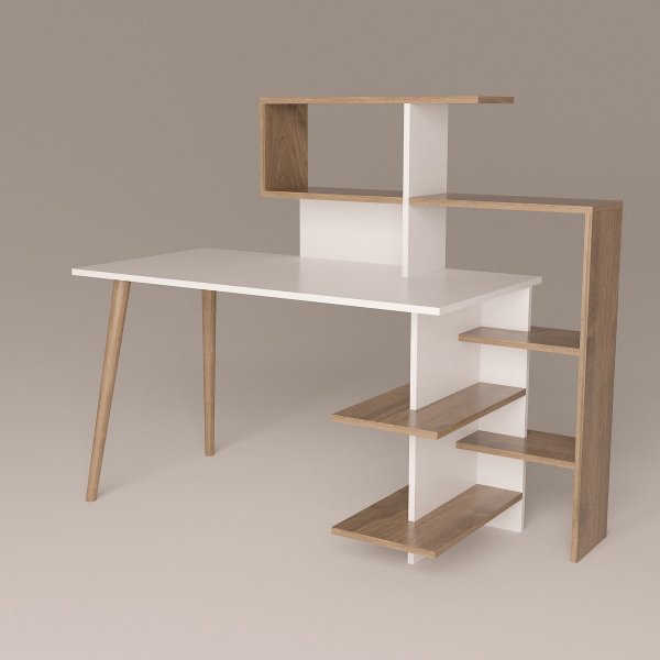 Uzay skrivbord 141,8x60 cm - Valnöt/vit Uzay skrivbord 141,8x60 cm - Valnöt/vit