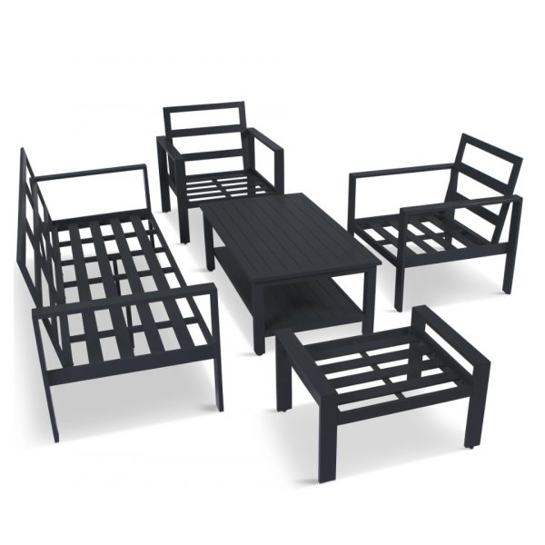 Djursvik utegrupp, 3-sits soffa med fåtöljer, bord och sittpall Djursvik utegrupp, 3-sits soffa med fåtöljer, bord och sittpall