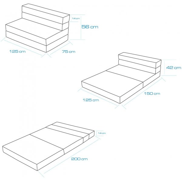 Canapé lit 2 places Valeria - Gris Canapé lit 2 places Valeria - Gris