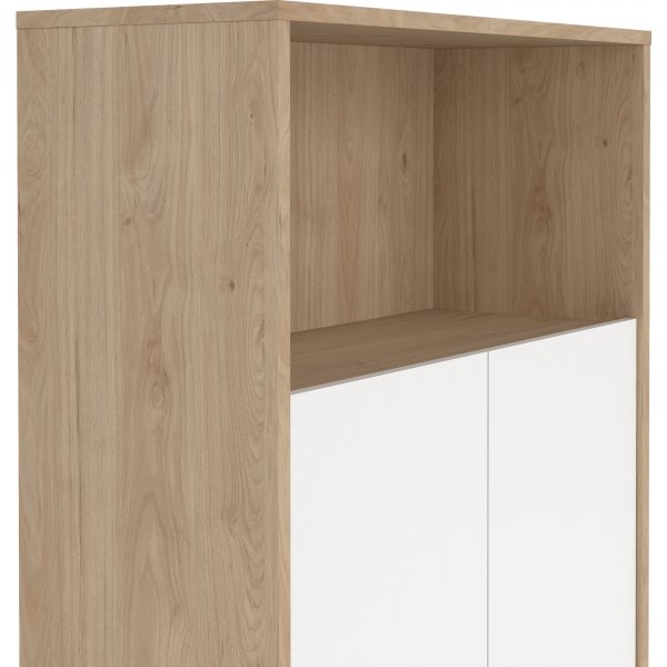 Bibliothèque Sign basse avec portes - Blanc/hickory Bibliothèque Sign basse avec portes - Blanc/hickory