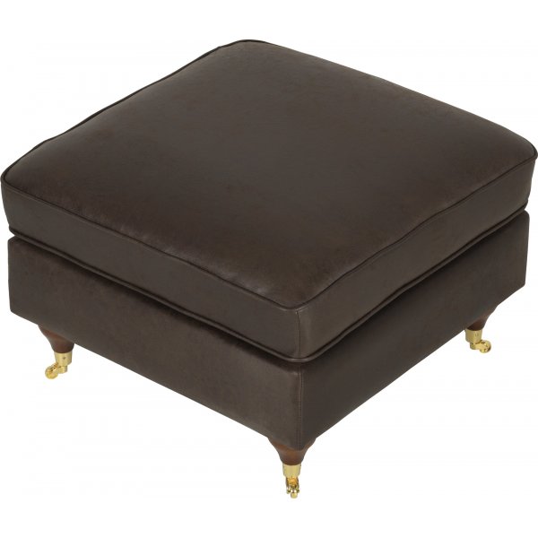 Fotpall i vintagebrunt konstlder - Howard watford + Textilrengring fr mbler