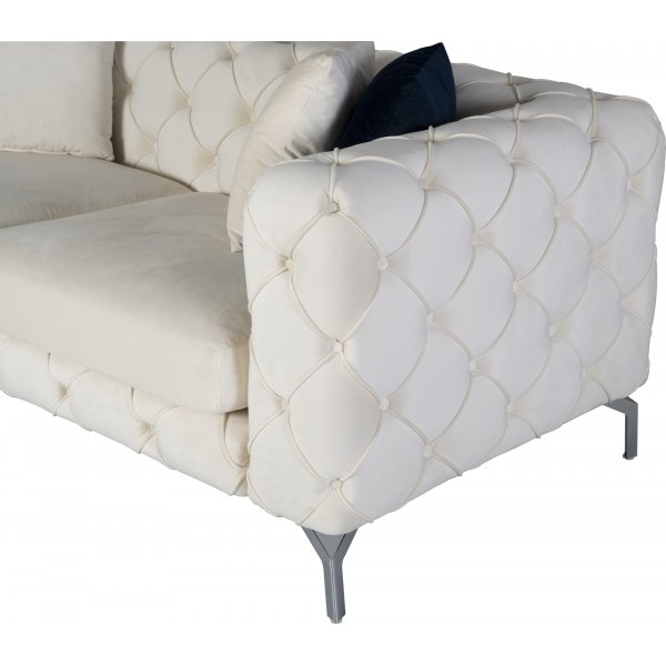 Como 2-zitsbank in beige fluweel met knopen + Textielreiniging voor meubels Como 2-zitsbank in beige fluweel met knopen + Textielreiniging voor meubels