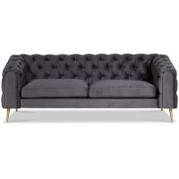 Tiffany 3-sits chesterfield - Antracit grå (sammet) / Mässing Tiffany 3-sits chesterfield - Antracit grå (sammet) / Mässing