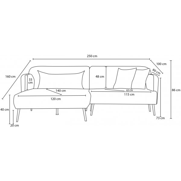 Canapé divan Revos gauche - Marron Canapé divan Revos gauche - Marron