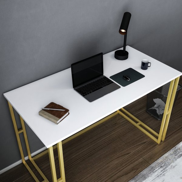 Kane skrivbord 120 x 60 cm - Guld/vit Kane skrivbord 120 x 60 cm - Guld/vit