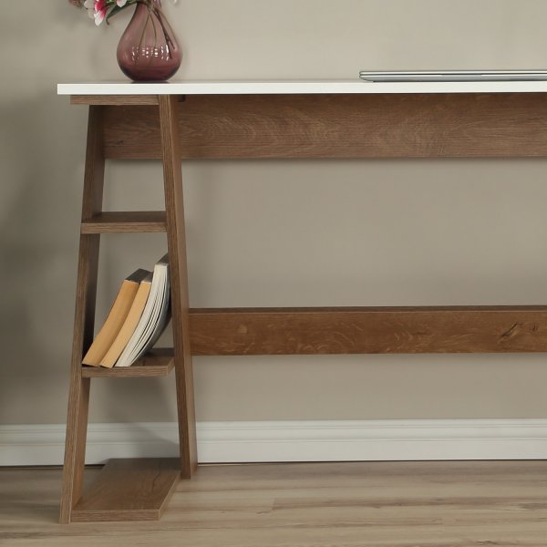 Lungo skrivbord 140 x 60 cm - Mörk ek/vit Lungo skrivbord 140 x 60 cm - Mörk ek/vit