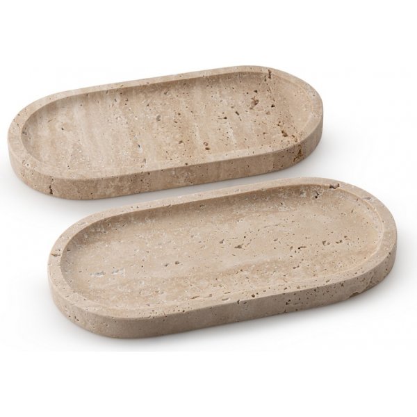 Badrumsbrickor i beige Travertinmarmor - 2 delar - 25 x 12 x 2 cm