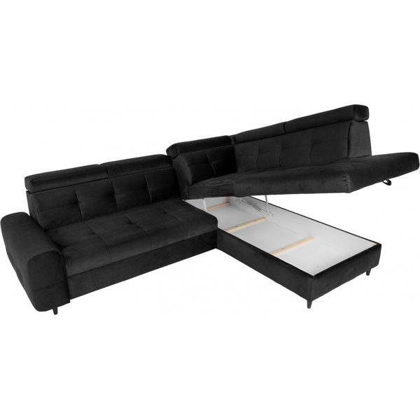 Canapé-lit d\\\'angle Matras avec bout ouvert à droite - Noir Canapé-lit d\\\'angle Matras avec bout ouvert à droite - Noir