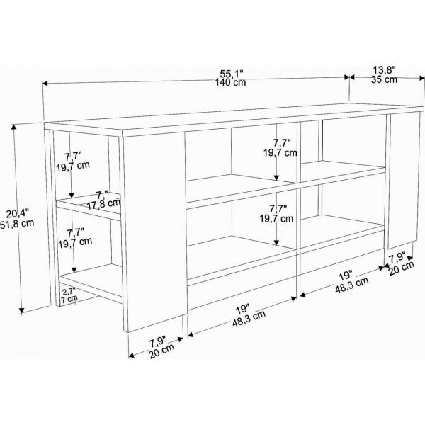 TV-bnk 140 cm bred svart marmor