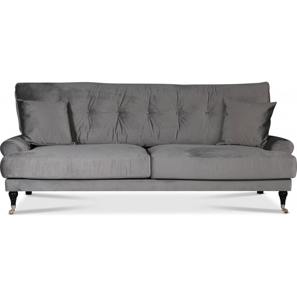 Adena 3-sits soffa - Silvergr sammet