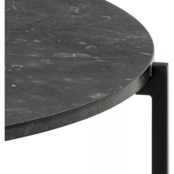 Lamoine soffbord Ø70 cm - Svart marmor-look Lamoine soffbord Ø70 cm - Svart marmor-look