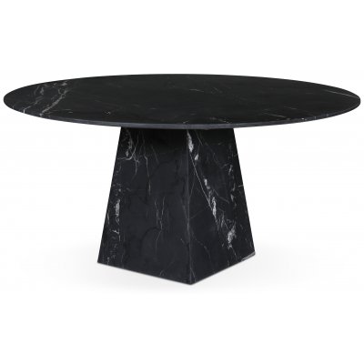 Matgrupp Pegani runt matbord i marmor inkl 4 st Sunda matstol - Mrk marmor/natur repsits