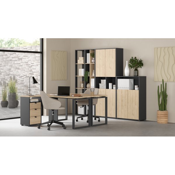 Sign bokhylla med avgränsare - Mattgrå/hickory Sign bokhylla med avgränsare - Mattgrå/hickory