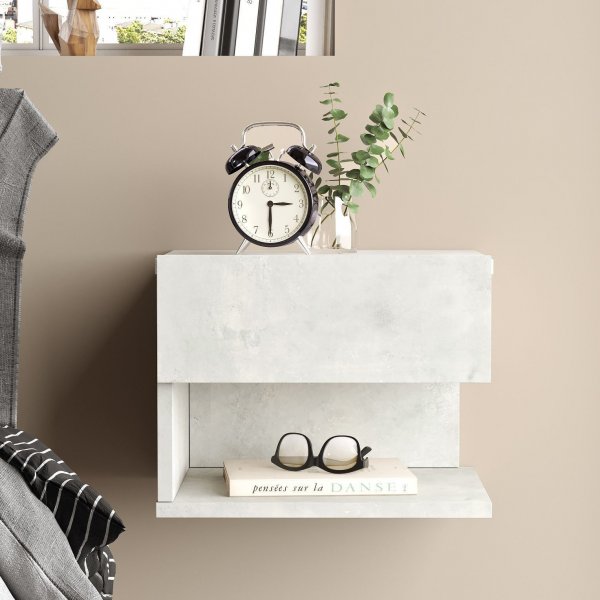 Table de chevet suspendue Luvio imitation ciment Table de chevet suspendue Luvio imitation ciment