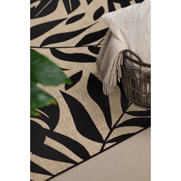 Domani Monstera flatvävd matta Svart Domani Monstera flatvävd matta Svart