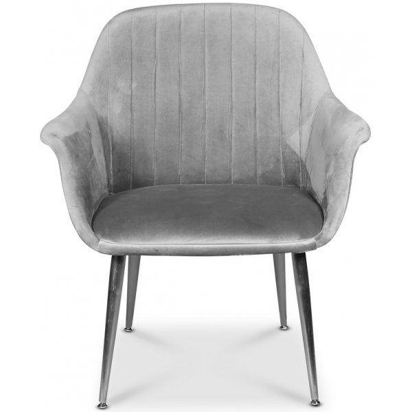 Flappy karmstol - Grå sammet / kromade ben Flappy karmstol - Grå sammet / kromade ben
