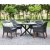 Groupe de repas Mercury : Table ronde Scottsdale comprenant 4 fauteuils Valetta en rotin synthtique gris