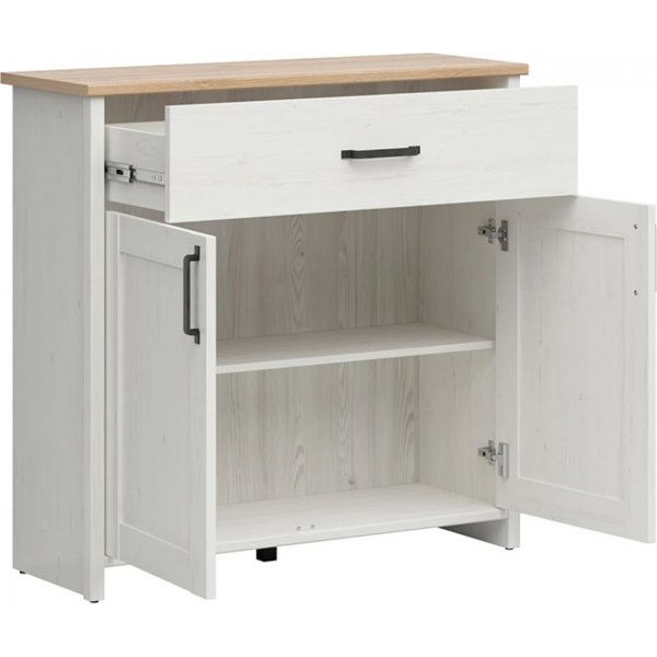 Loksa ladekast 102 cm - Wit grenen/eiken Loksa ladekast 102 cm - Wit grenen/eiken