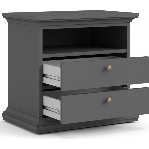 Paris nachtkastje met 2 lades en 1 open vak - Grijs