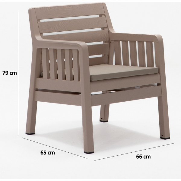 Groupe salon Lara avec canapé 2 places, 2 fauteuils et table - Cappuccino Groupe salon Lara avec canapé 2 places, 2 fauteuils et table - Cappuccino