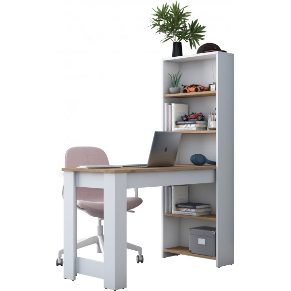 Hanna skrivbord 6, 120 x 54 cm - Vit/valnt