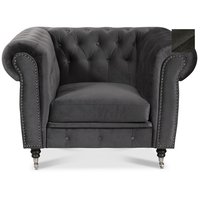 Chesterfield Cambridge Deluxe fåtölj - Mörkgrå sammet Chesterfield Cambridge Deluxe fåtölj - Mörkgrå sammet