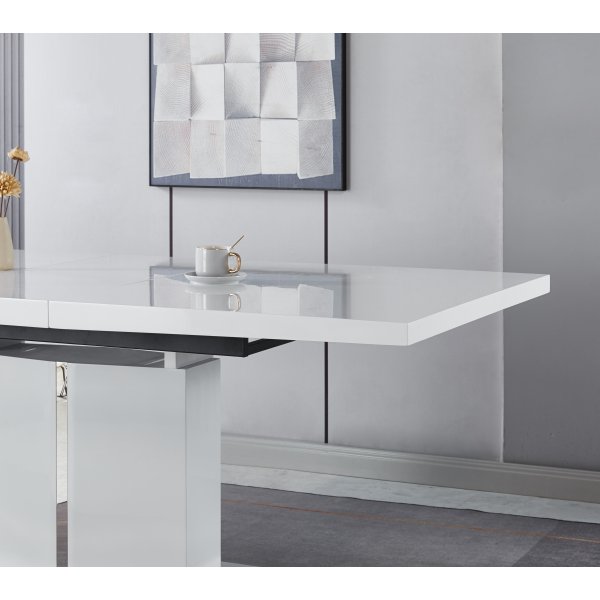 Rartliff matbord 160-200 cm förlängningsbart - Vit / Metall Rartliff matbord 160-200 cm förlängningsbart - Vit / Metall