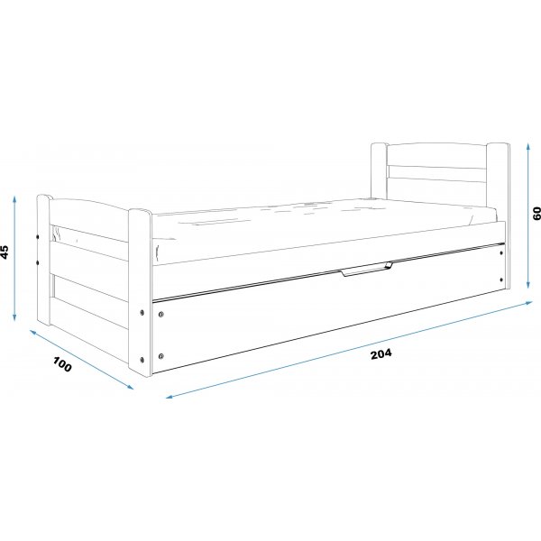 Ernie juniors�ng med f�rvaring 90 x 200 cm - Valfri f�rg