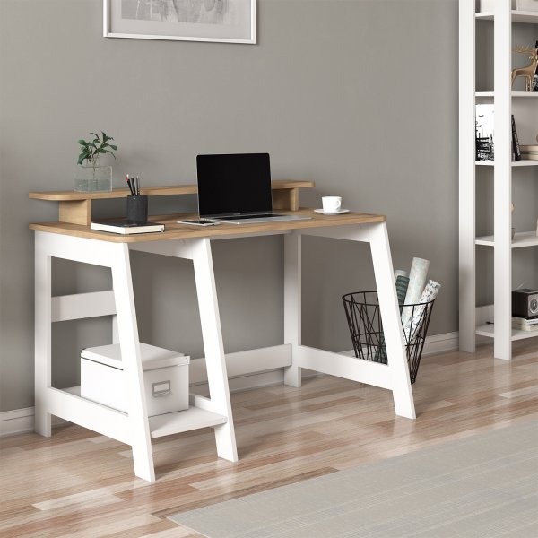 Country skrivbord 120 x 60 cm - Vit/ek Country skrivbord 120 x 60 cm - Vit/ek
