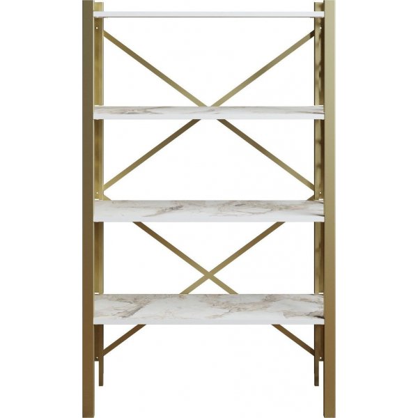 Lidya bokhylla - Guld/vit