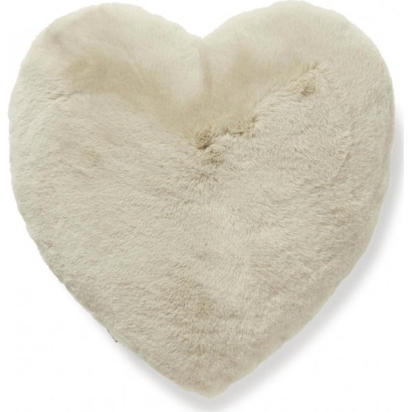 Fluffy hjrtformad prydnadskudde Beige - 45 x 45 cm